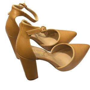 Dream Pairs‎ Tan Pointed Toe Ankle Strap Block Heel Pumps Classic Office Party